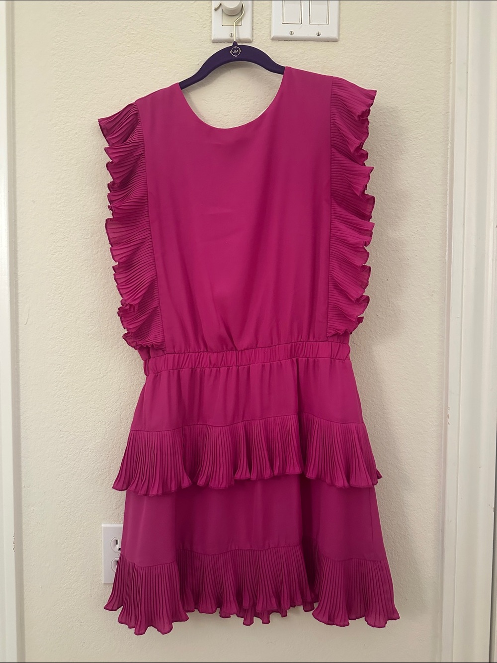 The Impeccable Pig Fuchsia Ruffled Tier Dress